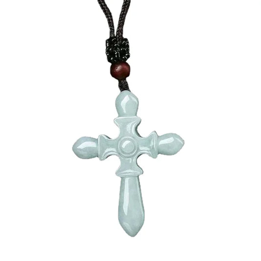 Emerald Cross Pendant Jade Necklace